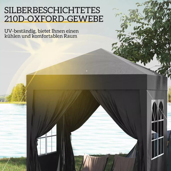 Outsunny Foldepavillon 2 x 2 m pavillon med 4 sidevægge, vindue, festtelt med UV-beskyttelse, havetelt inkl. bæretaske, stål, Oxford, sort