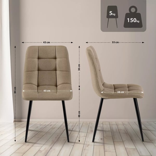 Tilde matstolar i tyg, set om 4 - Taupe, metallram