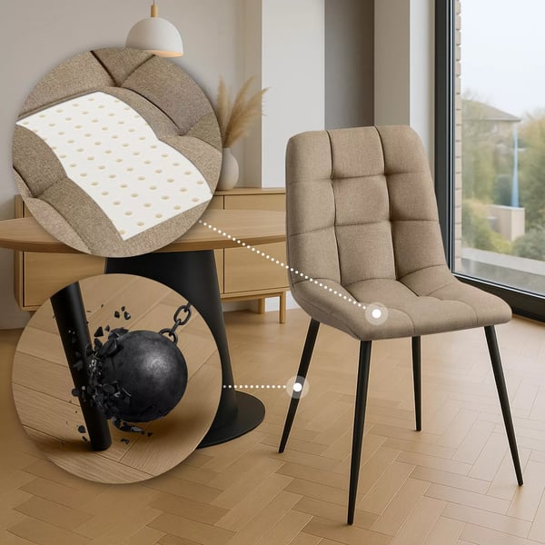 Tilde matstolar i tyg, set om 4 - Taupe, metallram