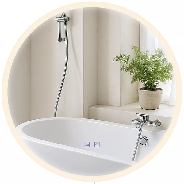 Laconia 60 cm rundt badeværelsesspejl med LED-lys, antidug, dæmpbart, IP44