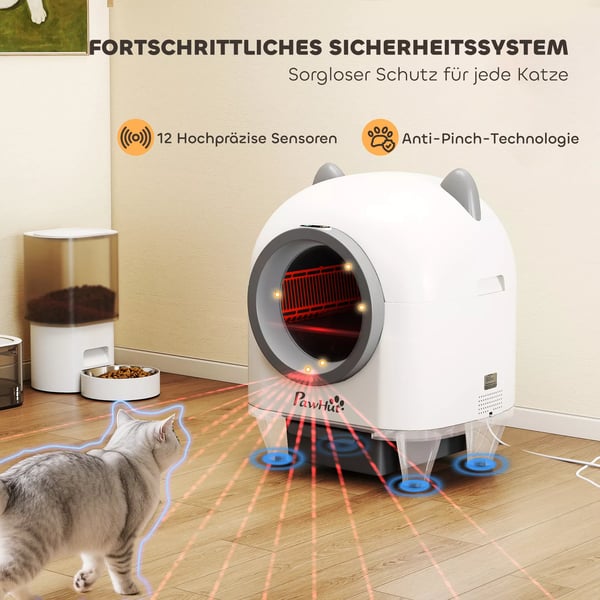 Selvrensende Kattebakke med App-styring 80 L Lugtfjerning for Flere Katte