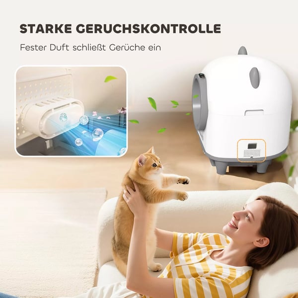 Selvrensende Kattebakke med App-styring 80 L Lugtfjerning for Flere Katte