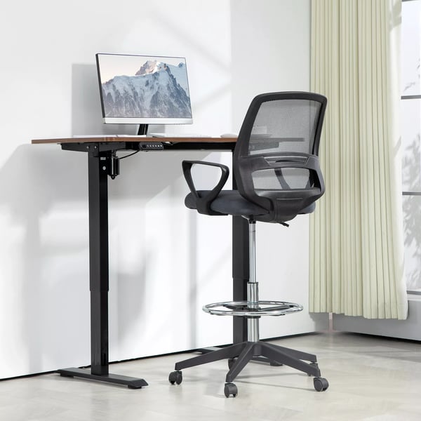 Ergonomisk kontorsstol i mesh-tyg, justerbar, grå