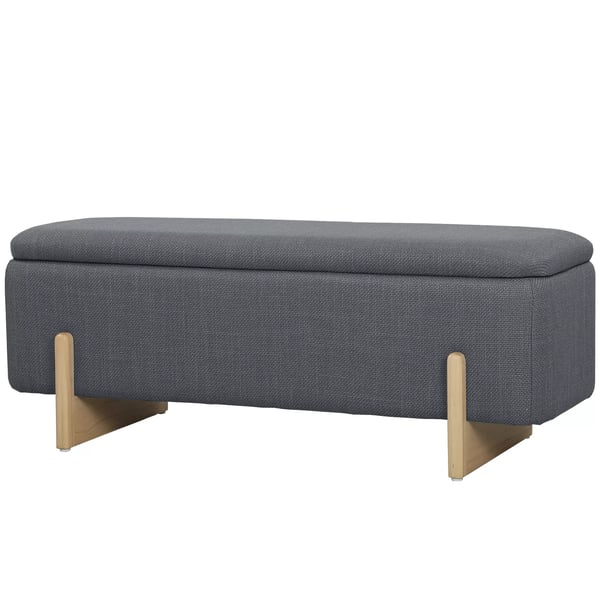 HOMCOM puf med opbevaring, bænk med skumpolstring, hør-look, 111 x 44 x 44,5 cm, mørkegrå