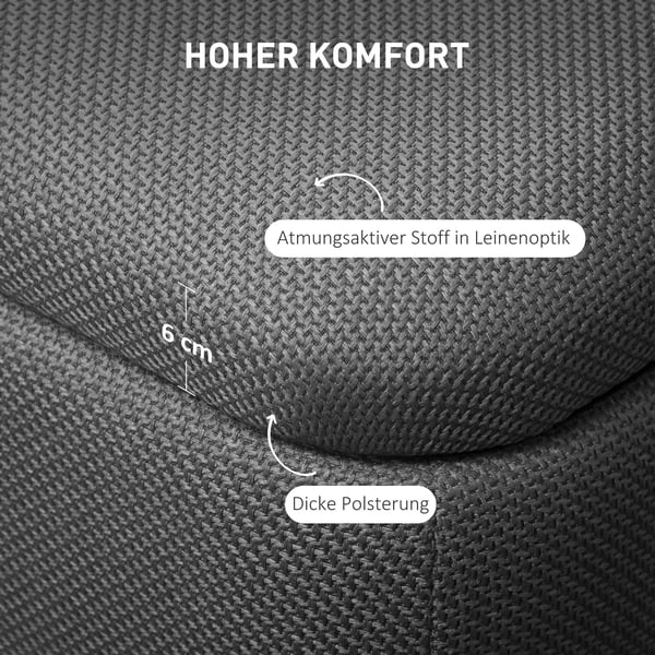 HOMCOM puf med opbevaring, bænk med skumpolstring, hør-look, 111 x 44 x 44,5 cm, mørkegrå