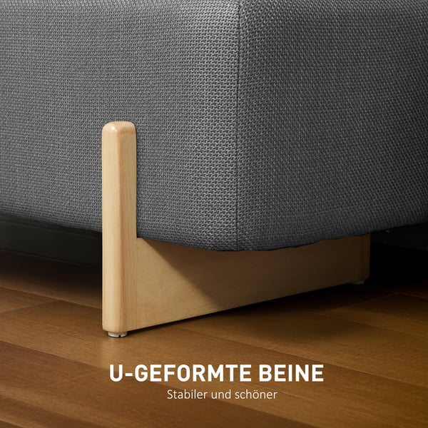 HOMCOM puf med opbevaring, bænk med skumpolstring, hør-look, 111 x 44 x 44,5 cm, mørkegrå
