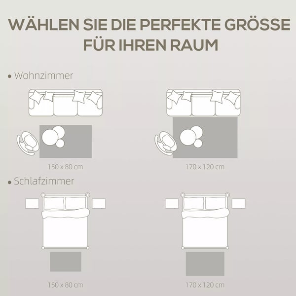 HOMCOM Tæppe 170x120cm Mørkegrå Polypropylen Moderne Stribet Gulvtæppe til Stue