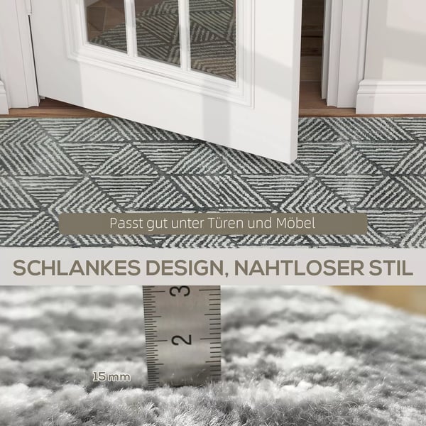 HOMCOM Tæppe 170x120cm Mørkegrå Polypropylen Moderne Stribet Gulvtæppe til Stue