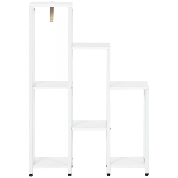 Outsunny monitasoinen kukkateline, teräs/puu, valkoinen, 65x23x94,5cm