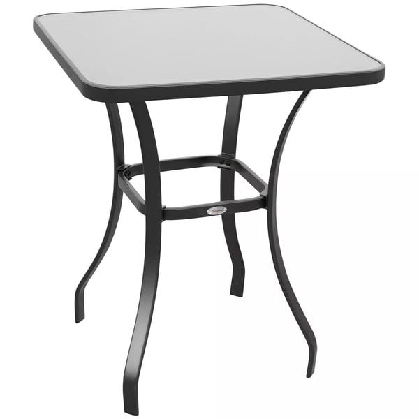 Outsunny Trädgårdsbord Fyrkantigt Glasbord Metall Svart 68,5x68,5cm Balkong Terrass