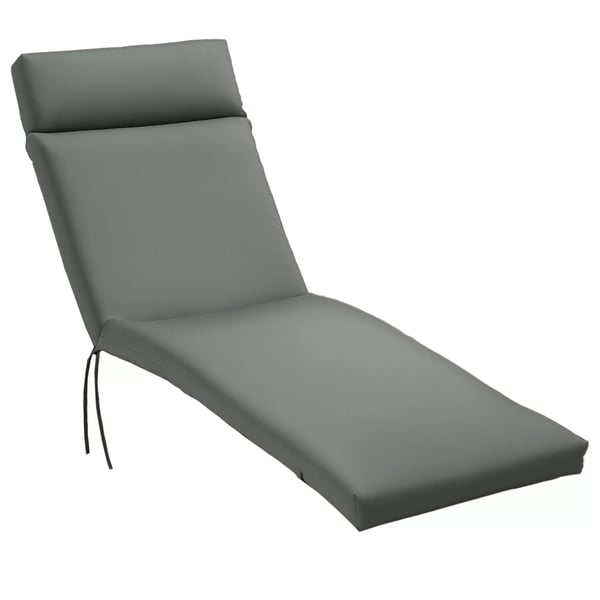 Outsunny solstolsdyna, dyna för solstol, dynöverdrag, dyna för trädgårdsstol, polyester, mörkgrå, 196 x 55 x 8 cm