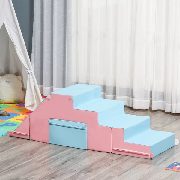 HOMCOM Soft Play Byggesæt 2-pak - Lyserød+Blå Kunstlæder