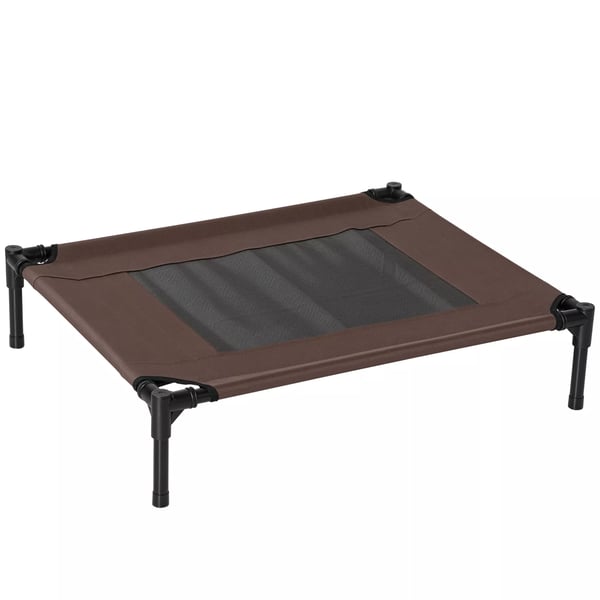 PawHut Udendørs Hundeseng - Robust Hundeleje i 600D Oxford Stof, Brun Stålramme, 76x61x18cm