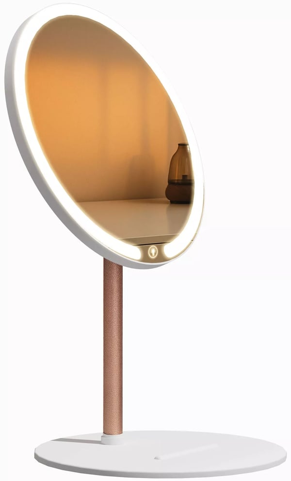 Streep Makeupspejl med 3 dæmpbare LED-lysfarver og USB-C-port, hvid plast, 19x19x31 cm