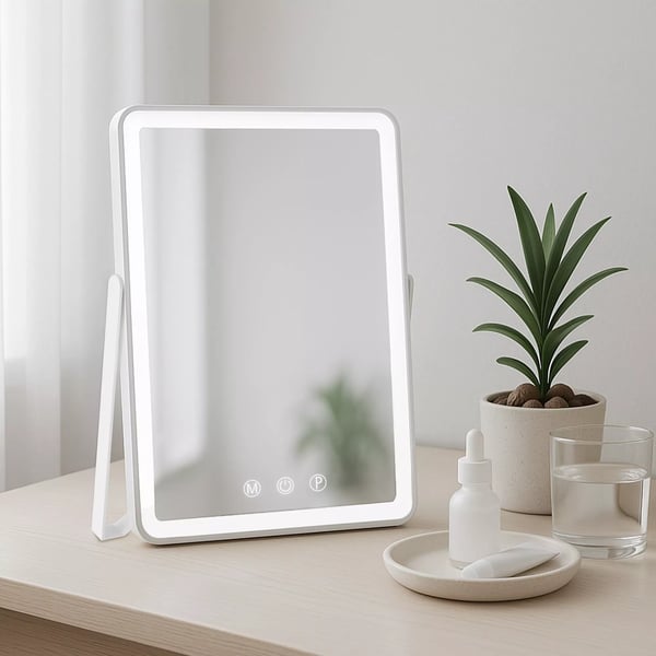 Caistor Meikkipeili LED-valolla, Lasi/Metalli, Valkoinen, 25x30 cm