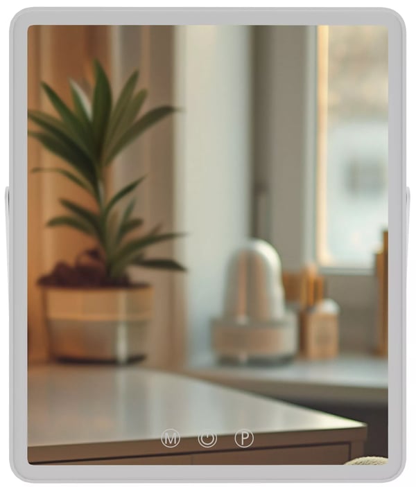 Caistor Vanity Spejl med LED-lys - Hvidt Glas & Metal, USB-C Drevet