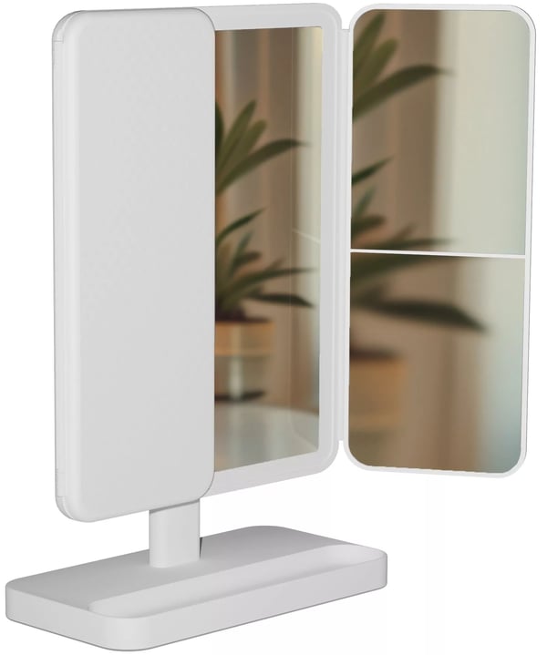 Otley LED Makeupspejl, Hvid Plast, 3 Lysfarver (Kold, Neutral, Varm), Touchkontrol, Forstørrelse, USB-C Drevet, Sammenklappeligt