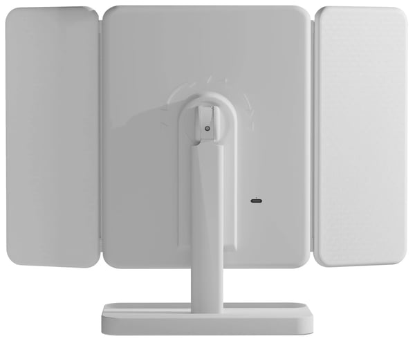 Otley LED Makeupspejl, Hvid Plast, 3 Lysfarver (Kold, Neutral, Varm), Touchkontrol, Forstørrelse, USB-C Drevet, Sammenklappeligt