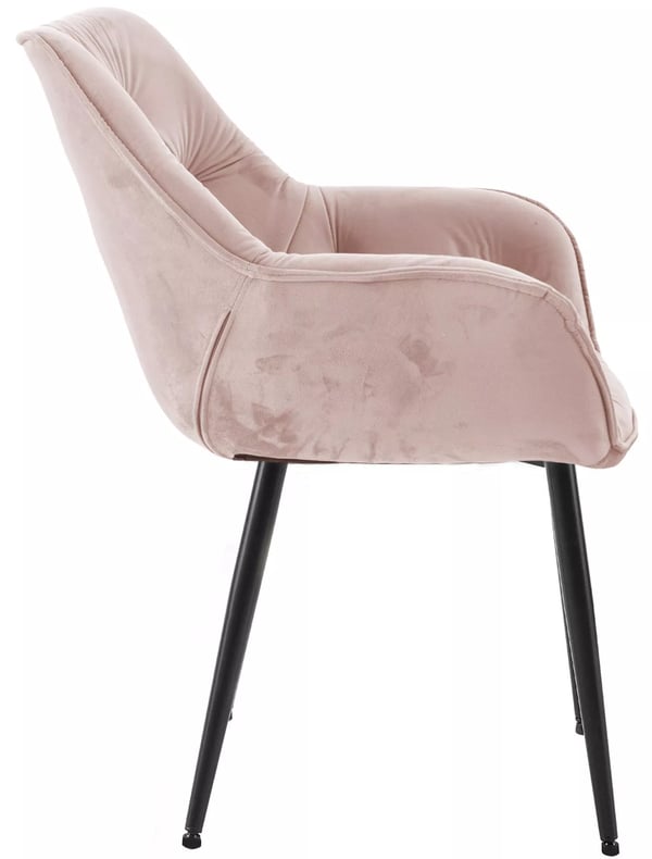 Sæt med 2 lyserøde velour-lænestole med matsorte metalben