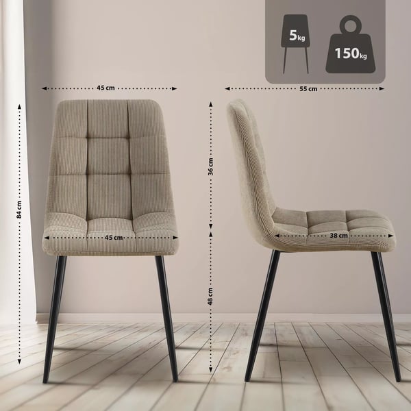 Tilde Cord spisebordsstol, taupe, metalramme