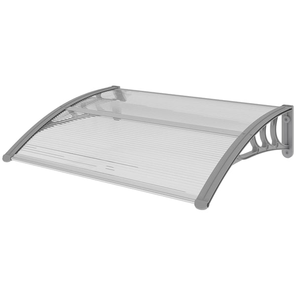 Outsunny Baldakin til yderdøre 100x75 cm sølvfarvet - Plast og polycarbonat med UV-beskyttelse