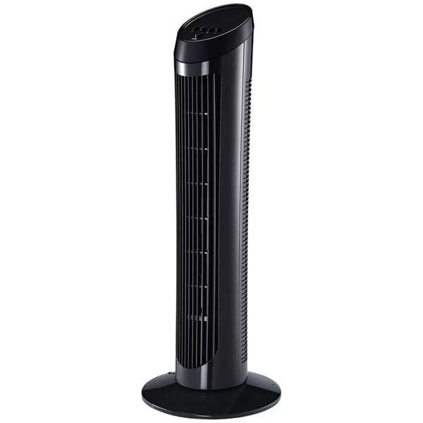 HOMCOM golvfläkt 45 W tornfläkt tyst fläkt med 3 hastigheter, 70° oscillation, ABS, svart, Ø27 x H75 cm