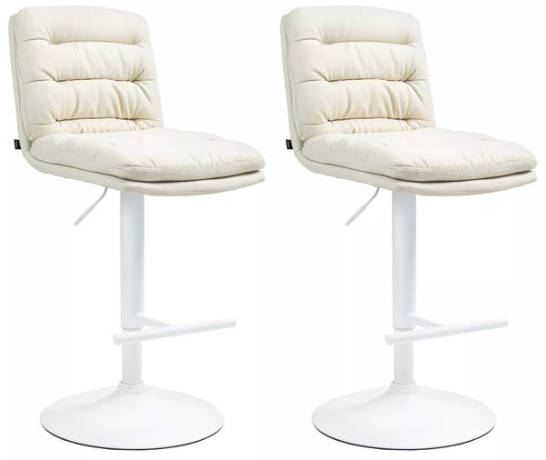 Set med 2 Damar Barstolar i Krämtyg med Metallram, Justerbar Höjd & Svängbar