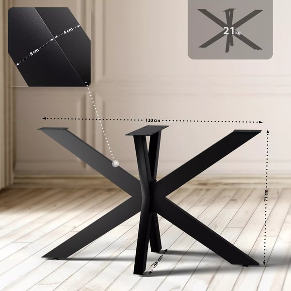 Hardwick pöytäjalat 120x68x71 cm, metalli, musta