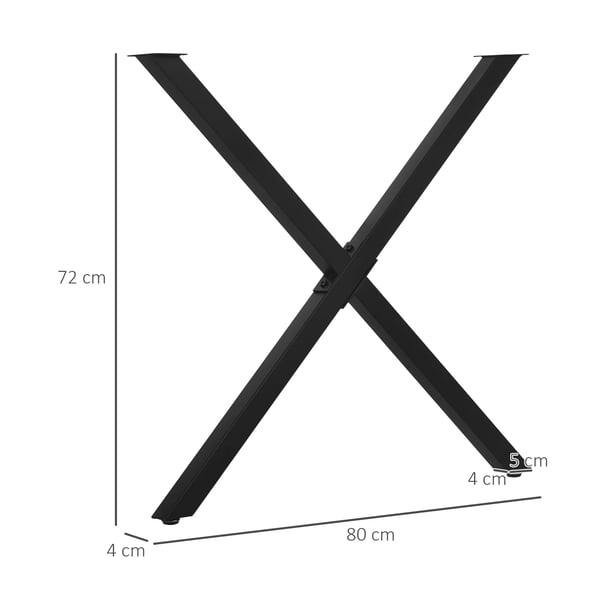 Pöydänjalkasarja, 2 kpl, X-muoto, musta, teräs, 72cm
