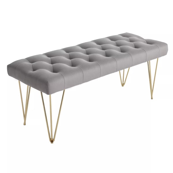 HOMCOM eteispenkki, kenkäpenkki samettipäällisellä, säilytyspenkki, Velvet, harmaa, 116x44,5x49 cm