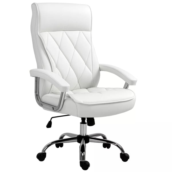 Vinsetto Kontorstol - Ergonomisk Drejestol med PU-Læder, Hvid