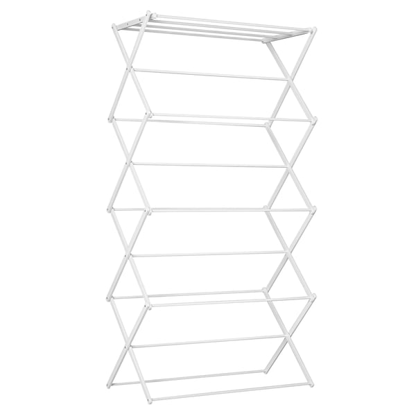 HOMCOM Taitettava Pyykkikuivausteline 8-tasoa, Metalli/Muovi, Valkoinen 74x35x144cm