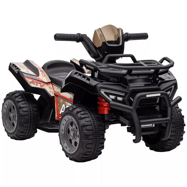 HOMCOM Mini-sähkömönkijä lasten sähköinen ATV, LED-etuvalo, lasten ajoneuvo 18–36 kuukauden ikäisille, metalli/PP-muovi, musta, 70 x 42 x 45 cm