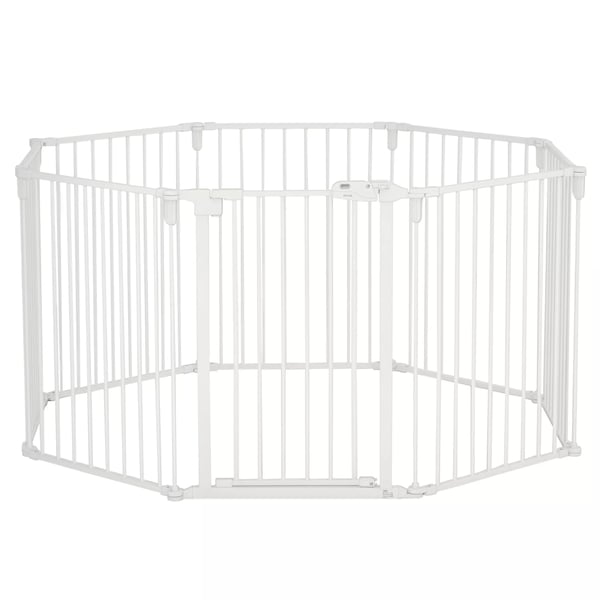 PawHut Løbegård til hvalpe & hunde - Sikkerhedsgitter, 8 paneler, foldbar, hvid (60 x 76 cm)