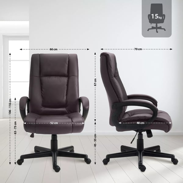 Toimistotuoli Sparta, ruskea tekonahka, ergonominen, XL-koko