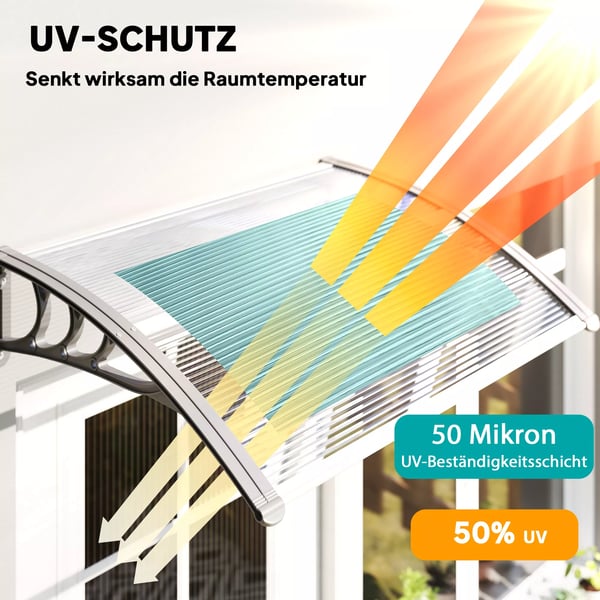 Outsunny Baldakin til yderdøre 100x75 cm sølvfarvet - Plast og polycarbonat med UV-beskyttelse