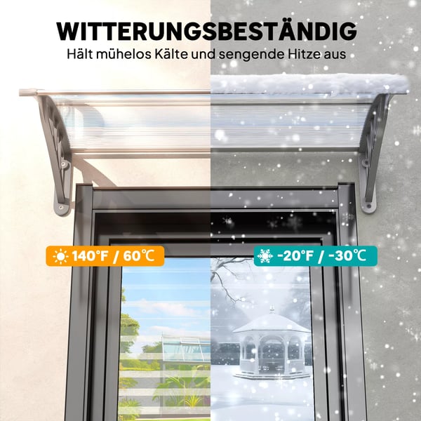 Outsunny Baldakin til yderdøre 100x75 cm sølvfarvet - Plast og polycarbonat med UV-beskyttelse