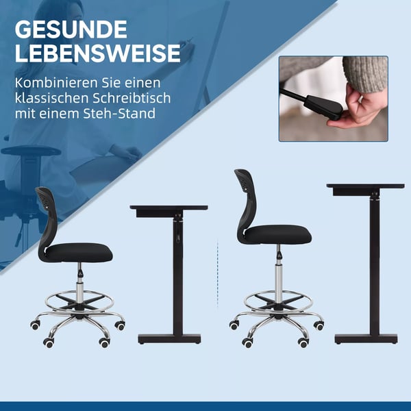 työtuoli, säädettävä jalkarengas, korkeus säädettävä, verkkokangas, ergonominen, musta