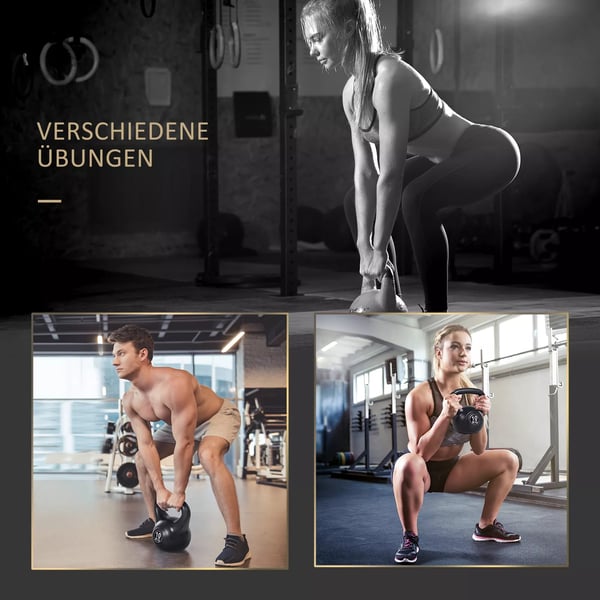 HOMCOM Kettlebell 8 kg vægt-håndvægt fyldt med sand til begyndere sort
