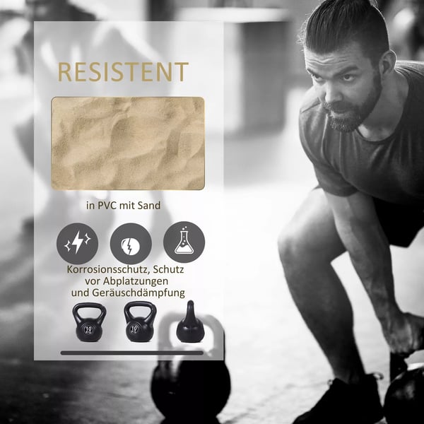 HOMCOM Kettlebell 8 kg vægt-håndvægt fyldt med sand til begyndere sort