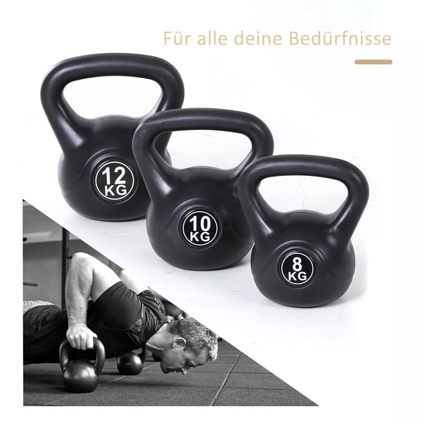 HOMCOM Kettlebell 8 kg vægt-håndvægt fyldt med sand til begyndere sort