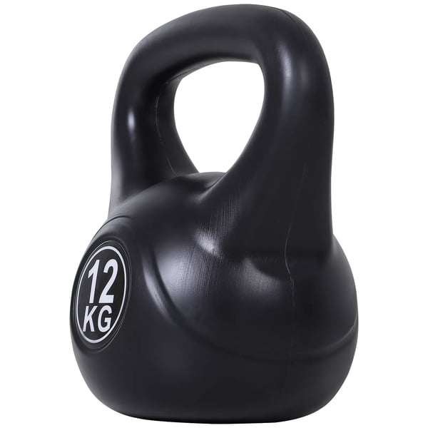 kettlebell 12 kg vægt-håndvægt fyldt med sand til begyndere sort