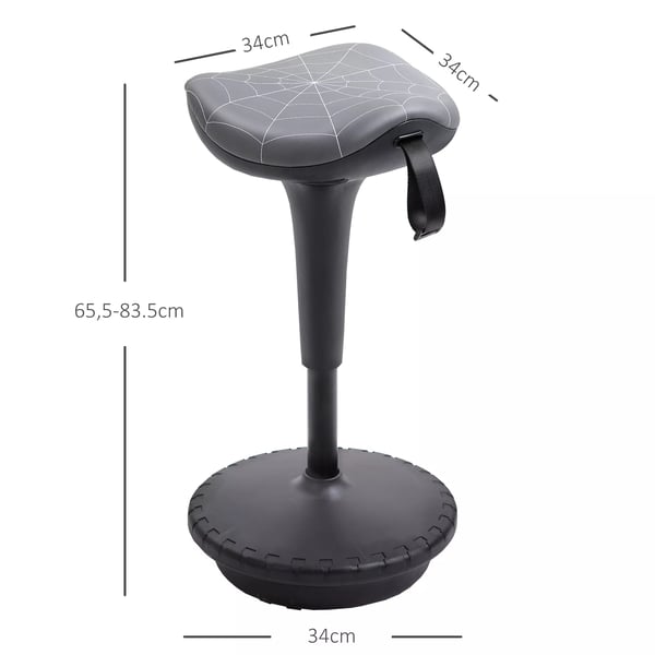 Vinsetto kontorstol med drejefunktion, ergonomisk skammel, højdejusterbar 65,5-83,5 cm, 120° vipbar, Grå