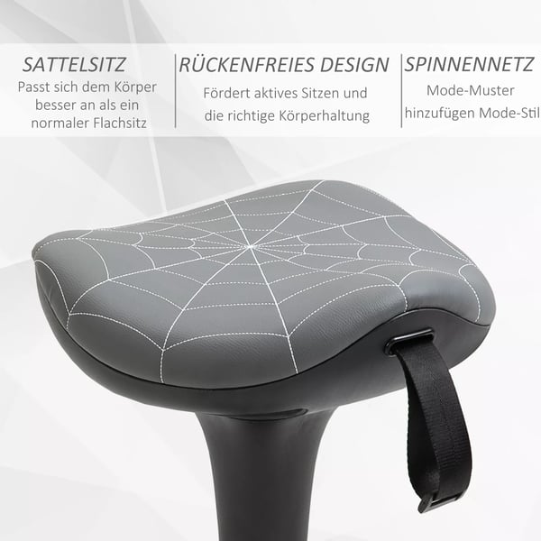 Vinsetto kontorstol med drejefunktion, ergonomisk skammel, højdejusterbar 65,5-83,5 cm, 120° vipbar, Grå