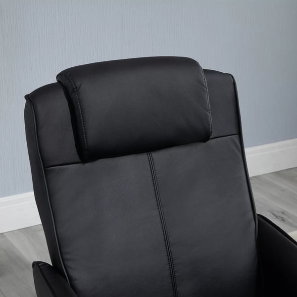 Relaxstol med Fodskammel, Sort Kunstlæder, Vippebar, Ergonomisk, 120kg belastning