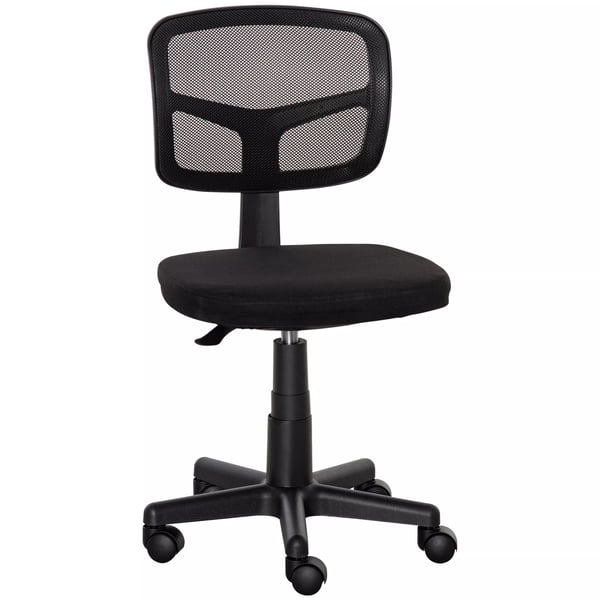kontorstol, ergonomisk skrivebordsstol, højdejusterbar drejestol, pladsbesparende, sort