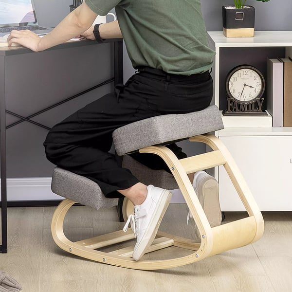 Vinsetto Ergonomisk Knæstol, Birkestræ, Grå