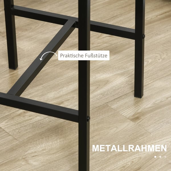 HOMCOM 3-delt Barbordssæt, Rustik Brun, MDF og Metal, Håndværksbrun/Sort