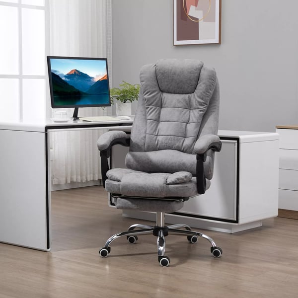 Vinsetto kontorstol med massagefunktion, ergonomisk skrivebordsstol med ligge- og varmefunktion, fjernbetjening, grå