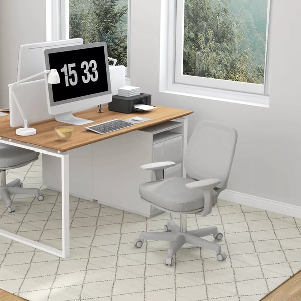 Vinsetto kontorstol, ergonomisk skrivebordsstol med drejefunktion, højdejusterbar 55 x 48 x 82,5-94,5 cm grå